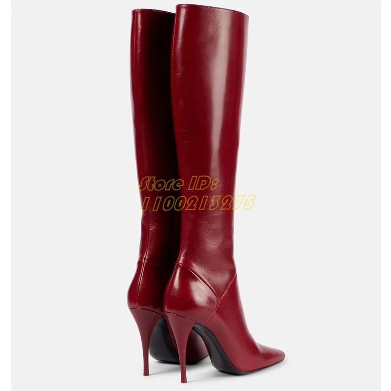 Women'S Accessories Trends 2025 - Matte Leather Knee High Boots Stiletto