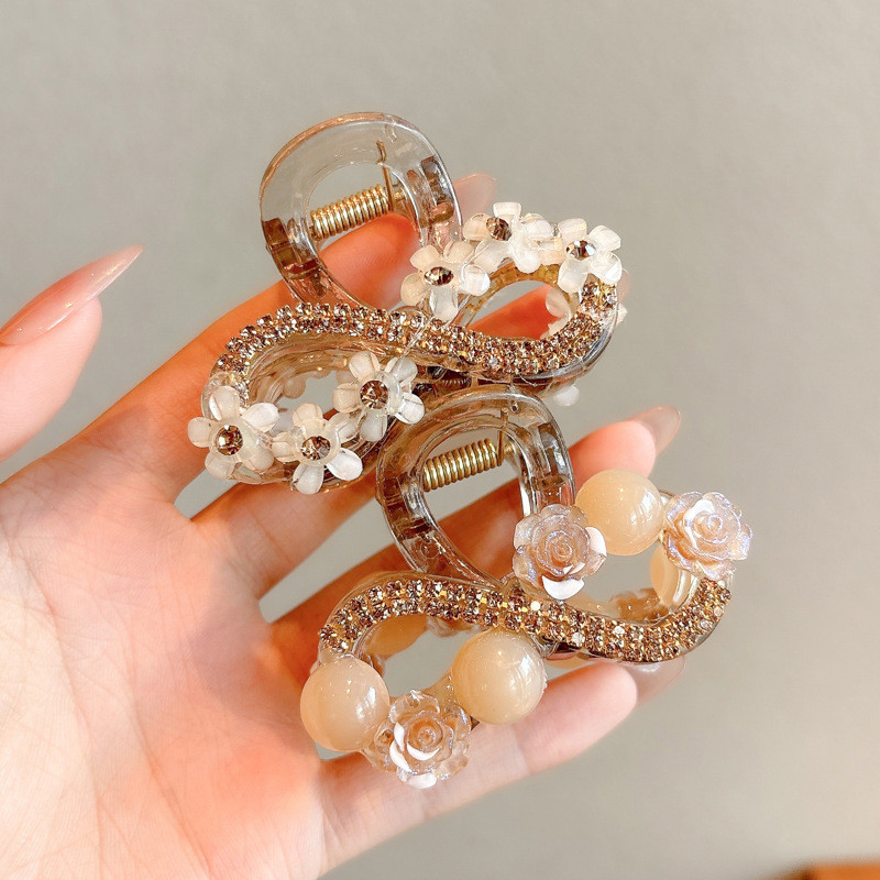 Hair Claw Clip Set - Elegant Rhinestone Flower Hair Clip for