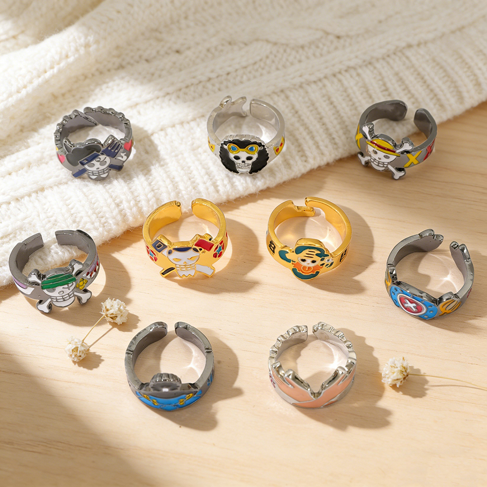 Women Accessories Logo - One Piece Skull Logo Adjustable Ring