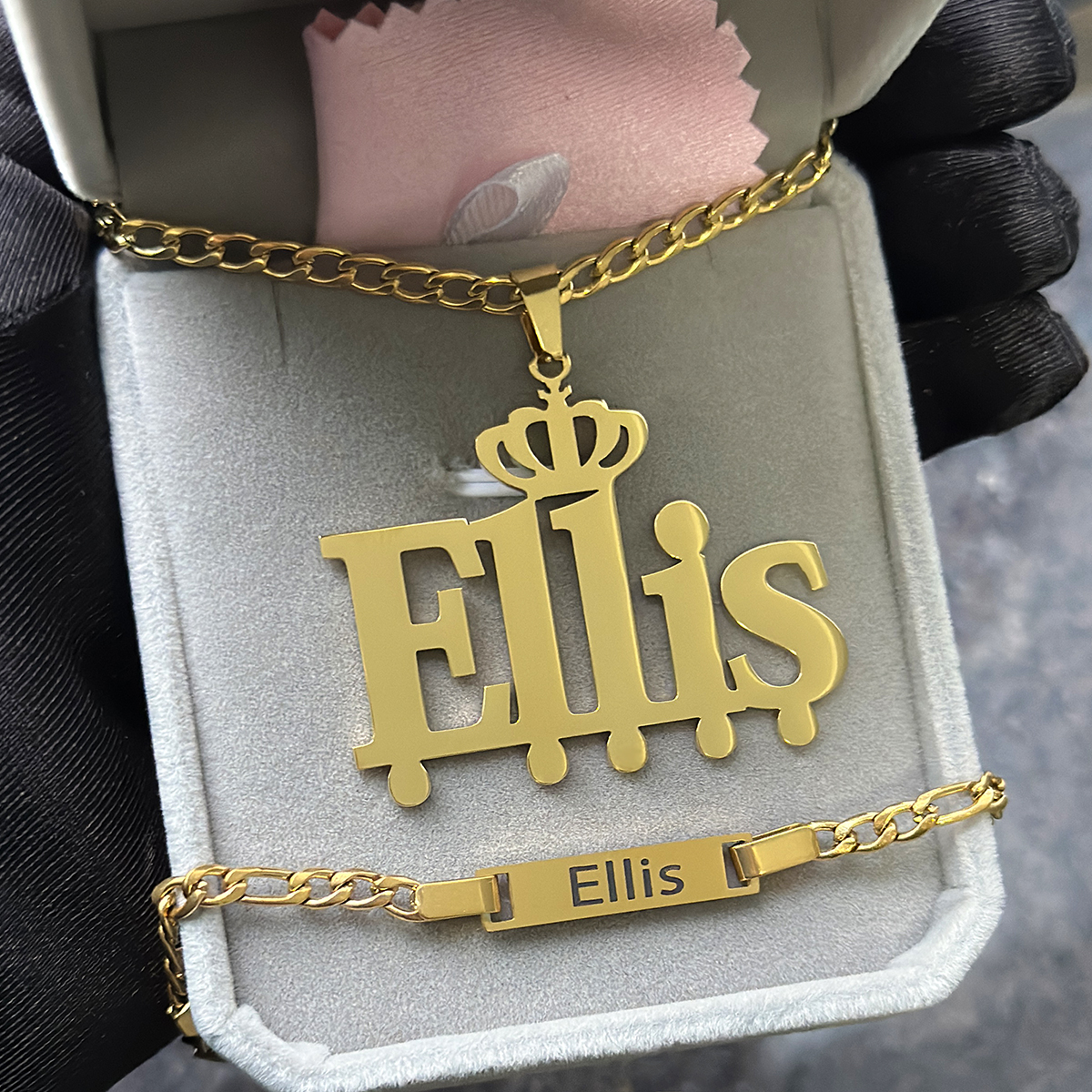 Women Accessories Gift Set - Custom Little Boy Name Necklace Set