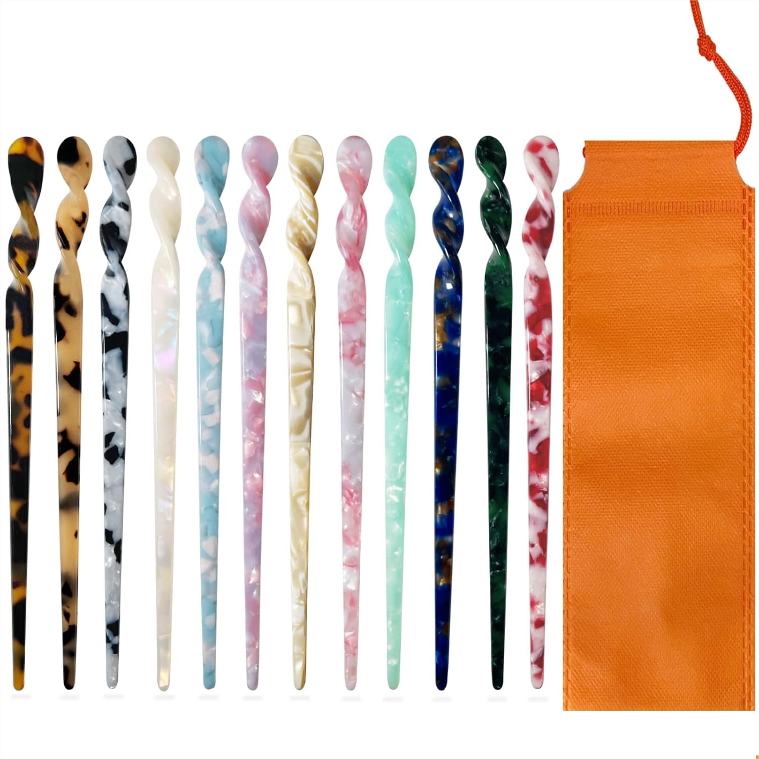 Women Accessories Images - 12 Pieces Acetate Hair Sticks Tortoise