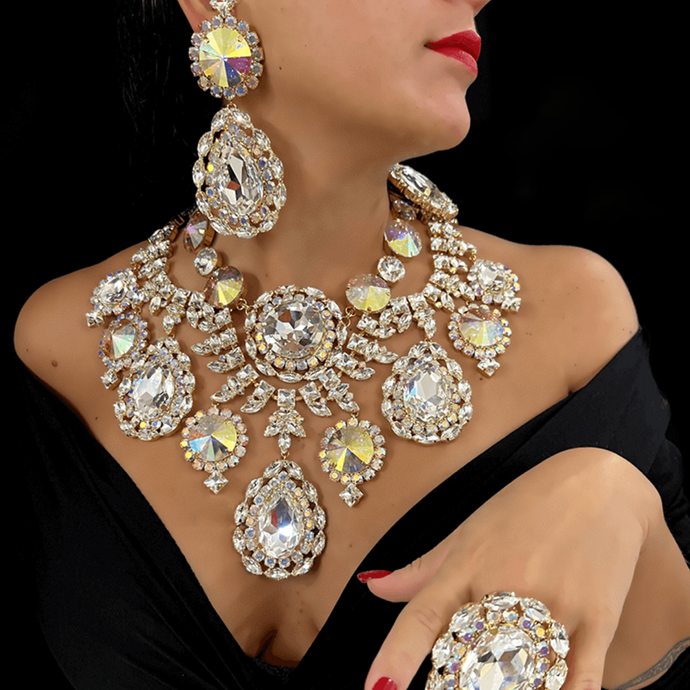 Women Accessories Gift Set - Stonefans Water Drop Exaggerated Jewelry Sets