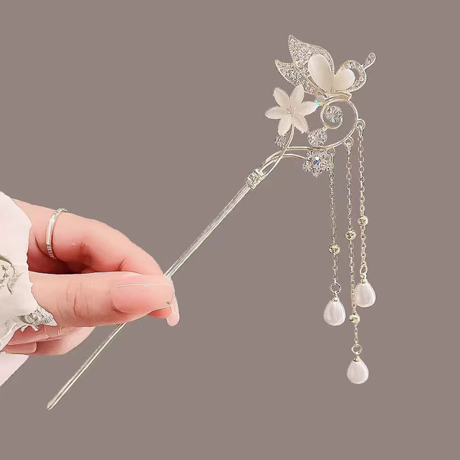 Pink Flower Butterfly Hair Pin - Hair Fork Stick review and price