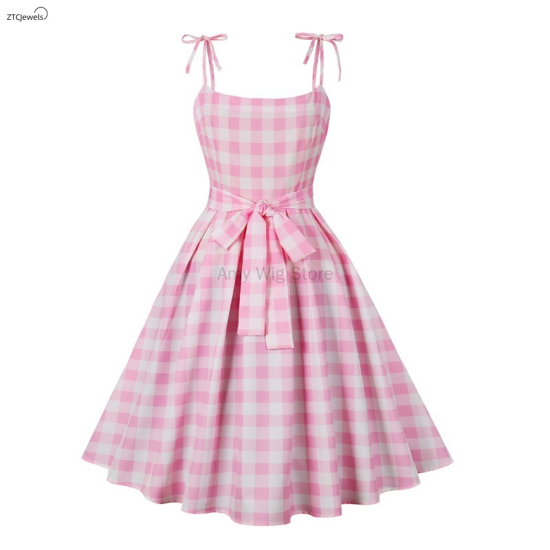 Summer Pink Plaid Dress for Wo - Women'S Accessories In The 1950S review and price