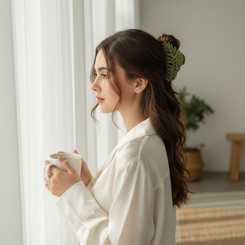 1Pc Green Leaf-Shaped Hair Cli - Women Accessories Images review and price