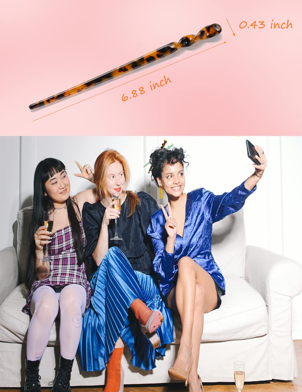 12 Pieces Acetate Hair Sticks  - Women Accessories Images review and price