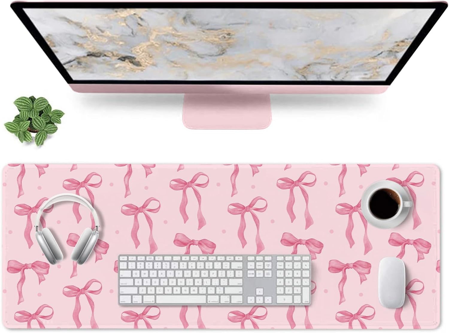 Pink Bow Desk Mat, Large Mouse - Women Accessories Images review and price