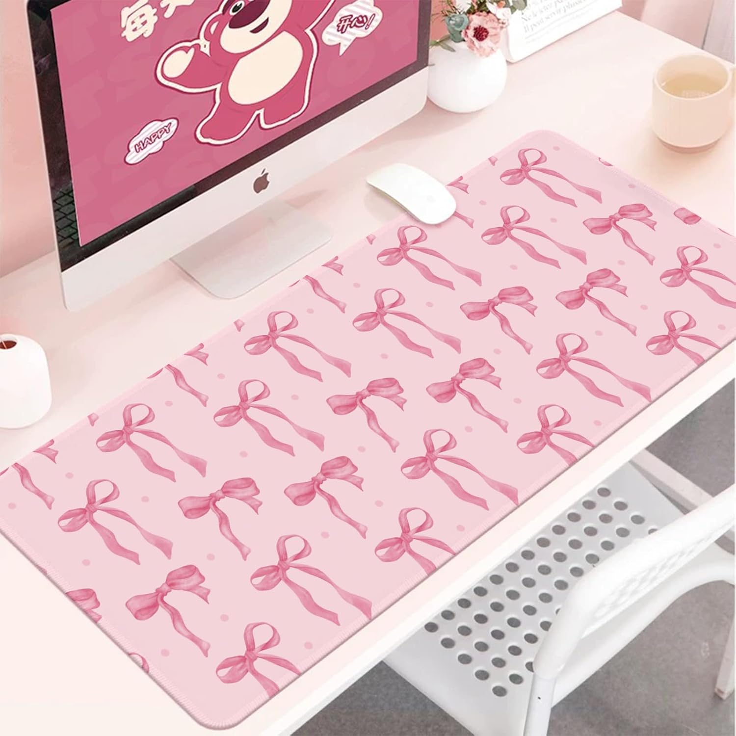 Pink Bow Desk Mat, Large Mouse - Women Accessories Images review and price