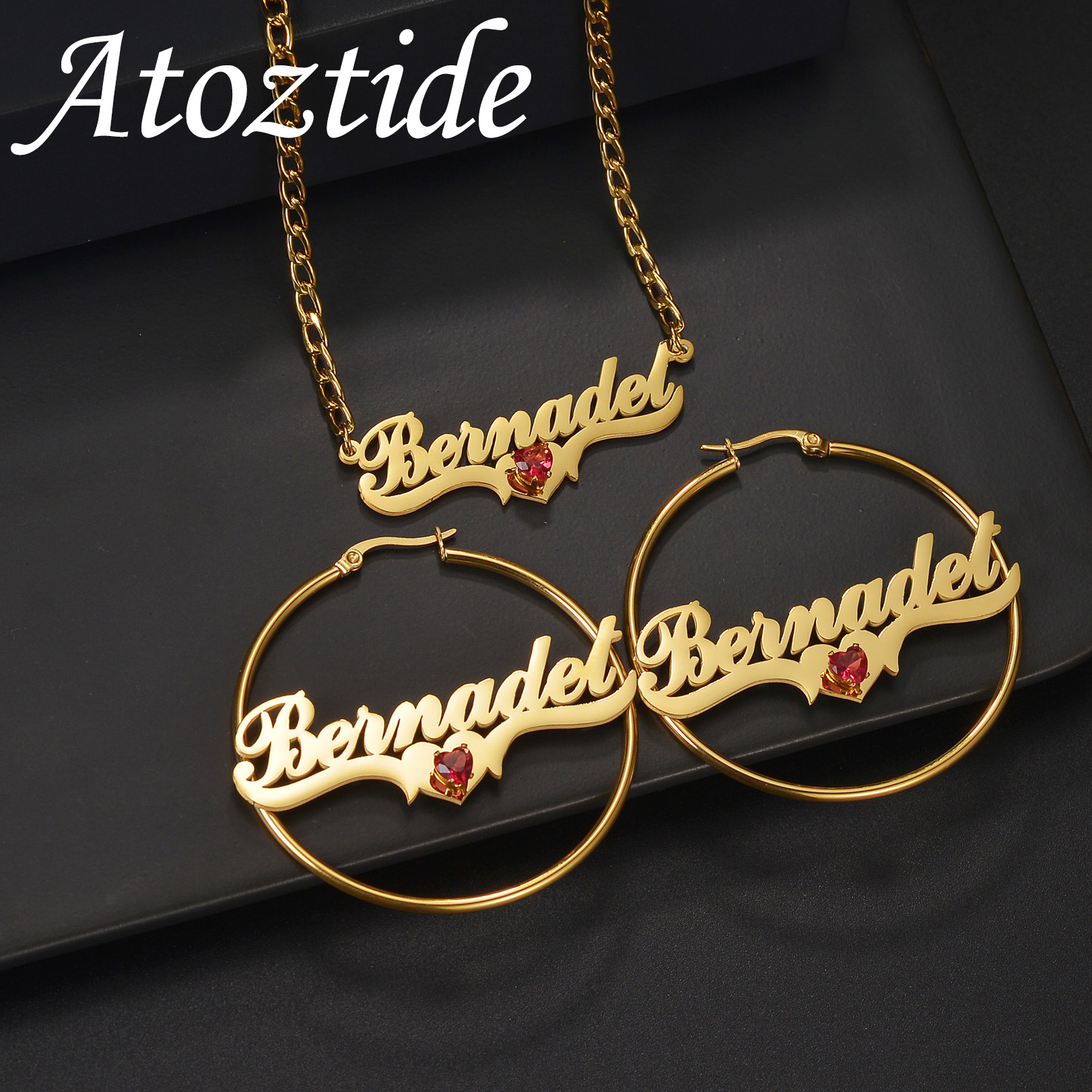 Atoztide Custom Name Necklace  - Women Accessories Gift Set review and price