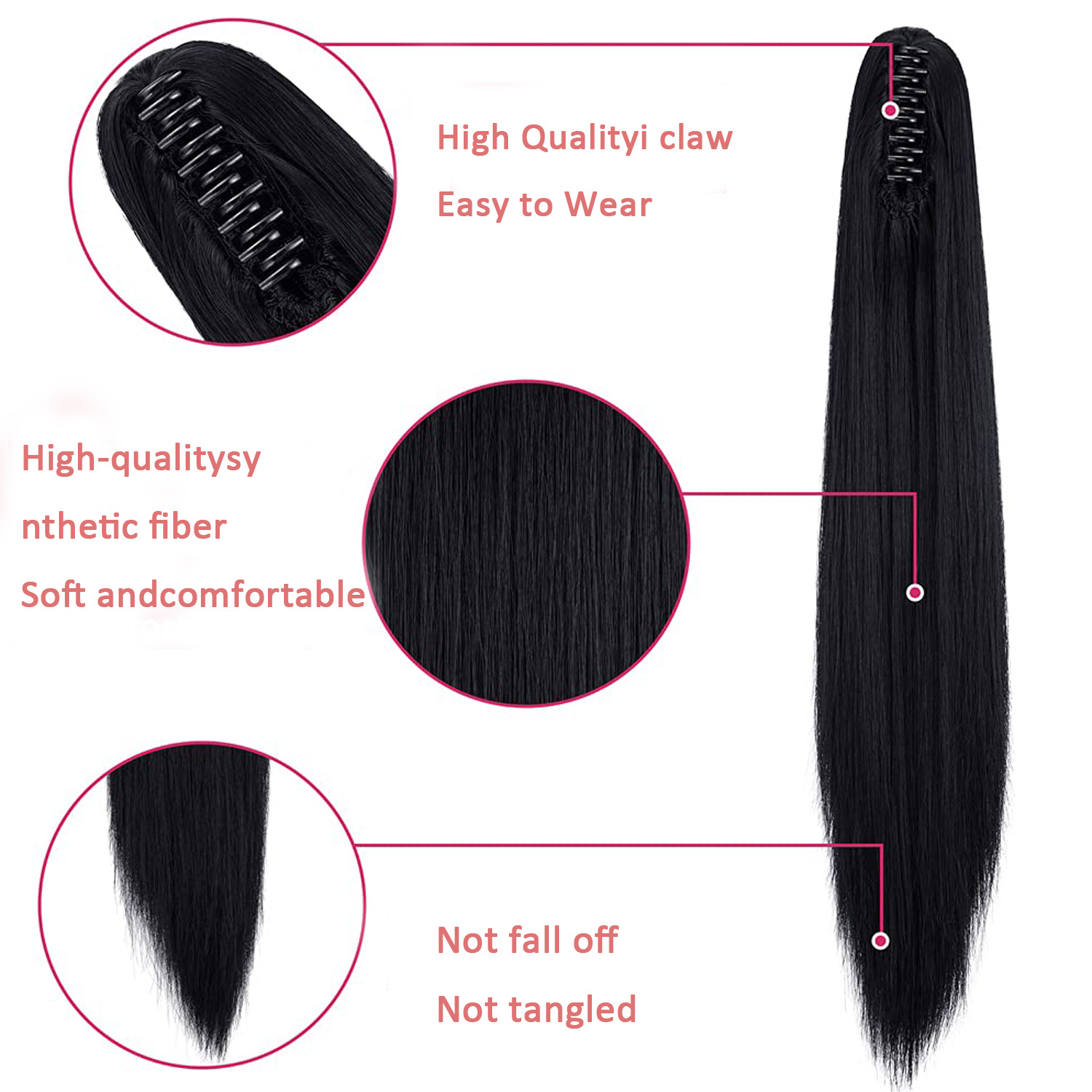 Claw Ponytail Extension Black  - Hair Claw Clip Set review and price
