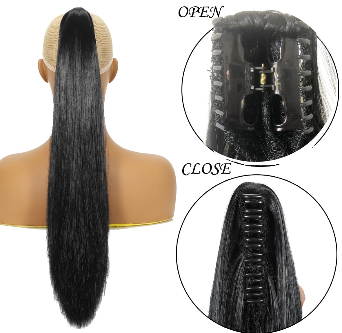 Claw Ponytail Extension Black  - Hair Claw Clip Set review and price